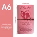 Pink A6 vintage PU leather notebook with romantic embossed pattern and rope binding - To My Wife Heart / Pink