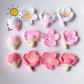 12-piece pastel resin peach blossom DIY accessories in assorted pink and white colors - Mixed Colors (12Pcs)