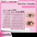 10 rangées de faux cils autocollants Camélia avec un design segmenté naturel et dense - Auto-Adhésif 90 Bouquets Camélia