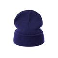 Unisex dark purple chunky knit beanie hat with classic cuffed design for winter warmth - L (54-60cm) / Navy Blue