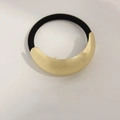 Minimalist black elastic hair tie with a polished crescent gold alloy metal ornament - Large Single Row Gold