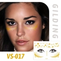 Gold gilding face tattoo stickers with star and dot patterns, model VS-017 for parties - VS017 (Gold Wave Stars)