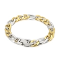 Bracciale a catena bicolore oro e argento in acciaio inossidabile da uomo stile hip hop - Bracciale Stile Cubano B 9mm (KB154562-Z)