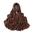 Detailed view of dark brown jersey hijab fabric showing soft modal knit texture and drape - Coffee (#32)
