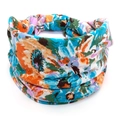 Bohemian style elastic wide headband featuring a colorful abstract floral oil painting print - 88