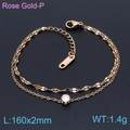 Pulsera de doble capa de acero de titanio oro rosa con cristal central brillante - Pulsera de Doble Capa (KB149090-KLX) / Oro rosa