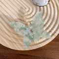 Elegant butterfly hair claw clip in mint green and milky white marbled acetate - 6.5cm / Crystal Green