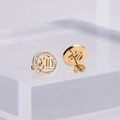 Elegant gold titanium steel earrings with Roman numerals and sparkling cubic zirconia stones - Roman Numeral XII (AML-YJ-142) / Gold