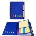 Set taccuino a spirale blu con penna in carta kraft e post-it colorati - Blu