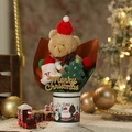 Christmas teddy bear plush bouquet with Santa and tree in festive decorative holder - Style 6