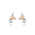 Fashion geometric earrings with champagne triangle and blue round zirconia in silver - Silver Geometric with Champagne Main Stone (E2133)