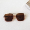 Lunettes de soleil vintage carrées surdimensionnées avec verres thé et monture café - Monture Thé au Lait Verres Marron