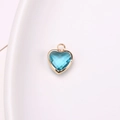 Blue crystal heart pendant with gold-plated trim for DIY necklace and earring making - Lake Blue