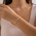 Detail view of minimalist three-piece chain bracelet set in gold and silver finish - Bracelet (2301) / Multicolor