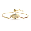 Detailed close-up of Hamsa hand bracelet with colorful cubic zirconia and sliding clasp - Evil Eye Style (CB00)