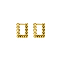 Minimalistische rechteckige Perlen-Creolen in hochglänzendem Gold-Finish für Damen - Stahlperle Quadratisch / Gold