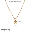 Detailed view of golden flower pendant necklace with dimensions and 400mm chain length - Gold Zirconia Flower Ball Chain Necklace (TN3617)