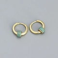 Minimalist gold sterling silver hoop earrings with turquoise beaded slider detail - 925 Silver / Gold (Turquoise Stone)