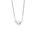 Elegante collar minimalista de plata con dos perlas blancas luminosas - Plateado