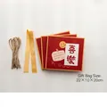 Bolsas de regalo rojas festivas con cintas doradas y estampado Xi-Le 22x10x20cm - Bolsa de Regalo ZD5001 Enérgica-M Alegre (Juego de 3)