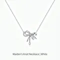 Elegante collana a fiocco in argento con cristalli scintillanti e ciondolo a goccia - Collana Nodo da Ragazza con Zirconia Bianca (XL24【白钻】)