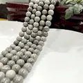 Natural grey striped stone round beads for jewelry making, 8-10mm polished loose beads - Greystone 30 / 6mm / Approx 63pcs