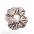 Champagne gold satin silk scrunchie with a glossy finish and elegant ruched texture - Champagne Gold