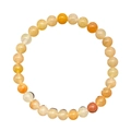 Elastic beaded bracelet with natural yellow and amber translucent gemstone round beads - 6mm Yellow Agate