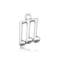 Silver musical note charm pendant for DIY jewelry making with three linked notes - Connected Notes-13x21mm