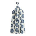 Damen-Neckholder-Kleid mit blau-weißem geometrischem Batikdruck für den Urlaubsbereich - XS / Blau-Weiß Batik
