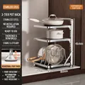 3-tier stainless steel kitchen rack for pot and lid storage with adjustable feet - Upgraded-3 Tier / Original Stainless Steel