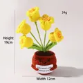 Handmade crochet potted flower in yellow with a cute face and encouraging quote card - Positive Potted-5 Lilies of the Valley Yellow
