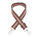 Detail of colorful geometric woven bag strap with silver metal swivel hooks - Gray Orange Red Geometric Pattern (Silver Hardware)