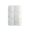 Mixed size white iridescent bubble beads in 6-compartment box for nail art and crafts - 001-White Iridescent Pearl Style