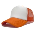 Classic white and orange mesh trucker hat with breathable back and curved brim - One Size(56-58cm) / Regular White+Orange Patchwork