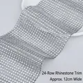 Nastro di strass argento a 24 file, larghezza 12 cm per decorazioni fai-da-te - 24 File (Circa 12 cm di Larghezza x 5 Yard) / Argento