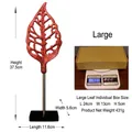 Abstract red and black spotted leaf resin ornament with black pedestal, 37.5cm height - Large / Burgundy