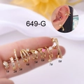 Ensemble détaillé de 8 boucles d'oreilles dorées en acier inoxydable avec zircone - Style 7(7#) / Or