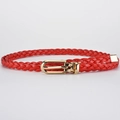 Fashionable red woven waist belt for women with golden horseshoe buckle and metal tip - 110*0.8 / Red