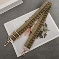 Adjustable woven shoulder strap for handbags with green and brown geometric pattern - Army Green + Gold Hook