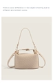Detail of woven beige leather tote bag featuring a refined metal clasp and shoulder strap - Off White