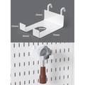 White metal coffee portafilter holder for pegboard with detailed dimensions and use case - Coffee Portafilter Holder - White