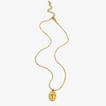 Elegante collar de acero de titanio dorado con colgante de cruz ovalada y cadena - Cruz de Disco
