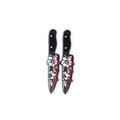 Detail of acrylic Halloween knife charms with floral patterns and red blood splatters - Style 2 (57*12mm)