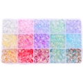 8mm glass jelly beads kit in 15-grid transparent plastic storage box for DIY jewelry - Jelly Bright White Beads / 15 Grids/300 Pcs