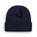Classic navy blue ribbed knit beanie with a stylish wide fold-over cuff design - One Size / Navy Blue