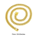 Golden iced-out Cuban link necklace with rhinestones, 75cm length version for men - 75cm / Gold