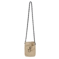 Khaki Nylon-Umhängetasche für Sport mit Kordelzugtasche und schwarz-weißem Webriemen - Khaki