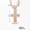 Detailed size specifications for gold necklace with zircon heart and cross pendant - Medium Heart Cross (N00936-4)