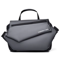 Gray geometric crossbody bag for men in smooth synthetic material with top handle - Style 1 / Black